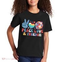 4th Of July Retro Peace Love & Freedom Gift Kids T-Shirt thumb 2