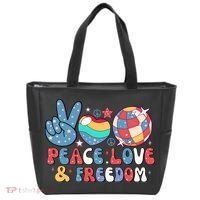 4th Of July Retro Peace Love & Freedom Gift Tote Bag thumb 0