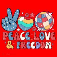 4th Of July Retro Peace Love & Freedom Gift Santa Hat thumb 1