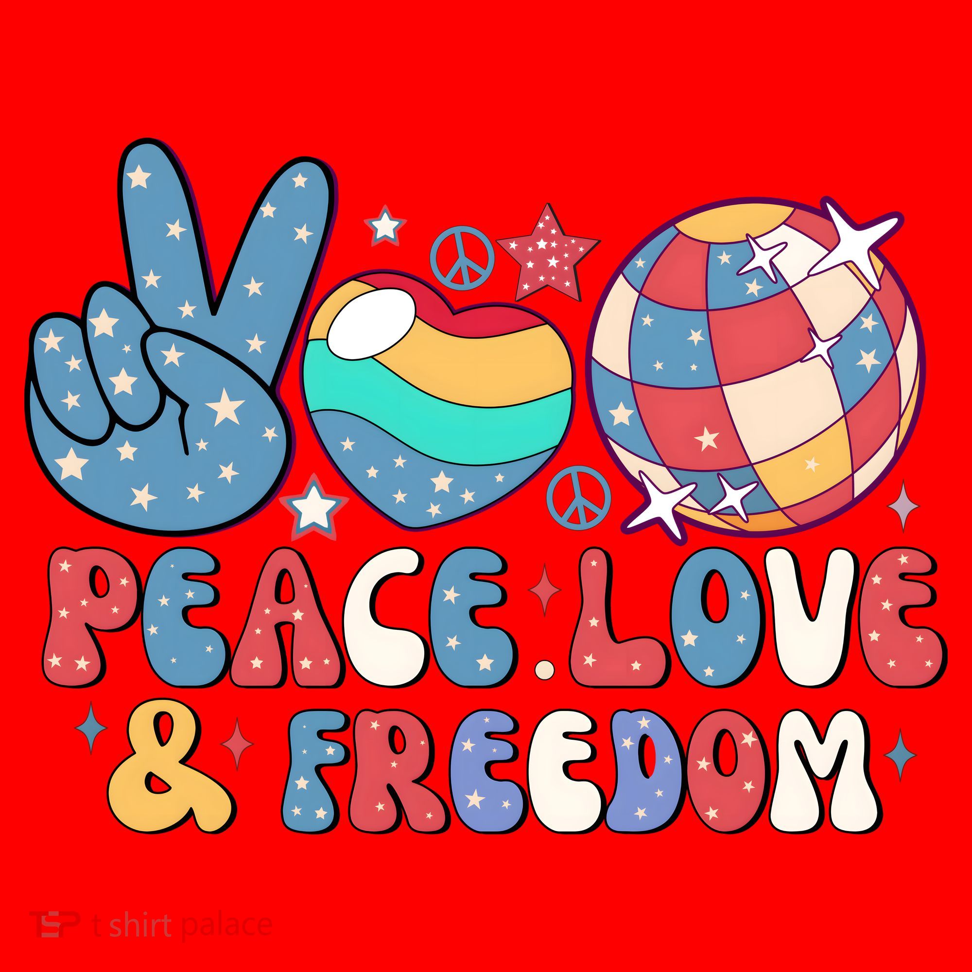 4th Of July Retro Peace Love & Freedom Gift Santa Hat