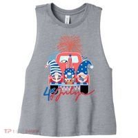 4th Of July Gnome Celebration Women's Racerback Cropped Tank thumb 0