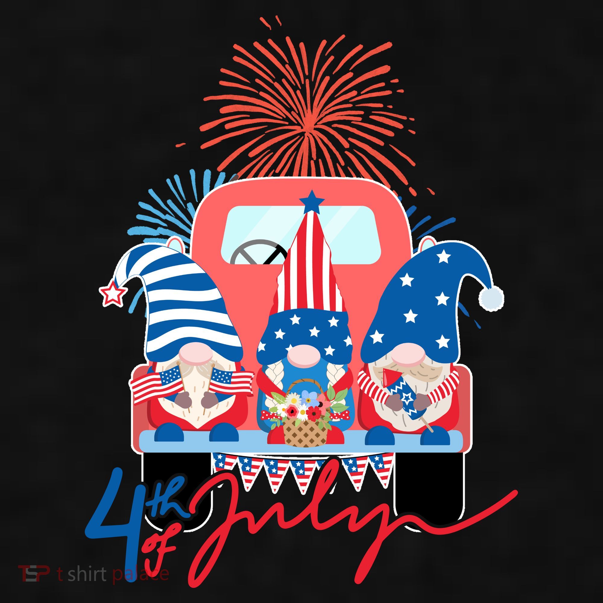 4th Of July Gnome Celebration Ladies PosiCharge Tri-Blend Wicking Tank