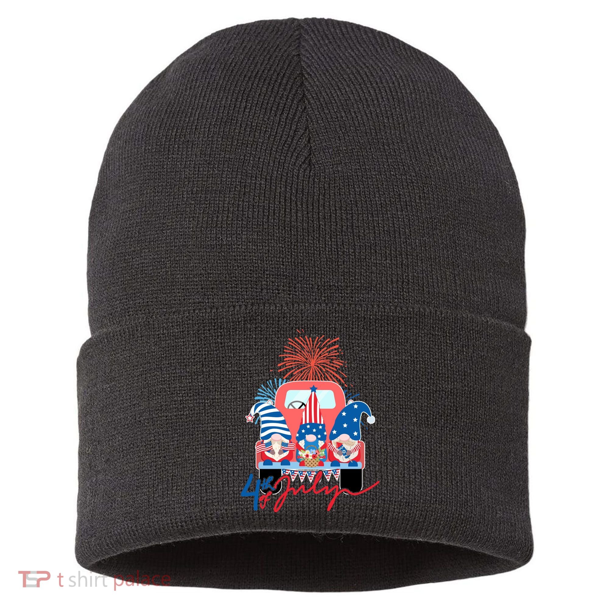4th Of July Gnome Celebration Sustainable Knit Beanie