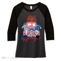4th Of July Gnome Celebration Women's Tri-Blend 3/4-Sleeve Raglan Shirt thumb 0