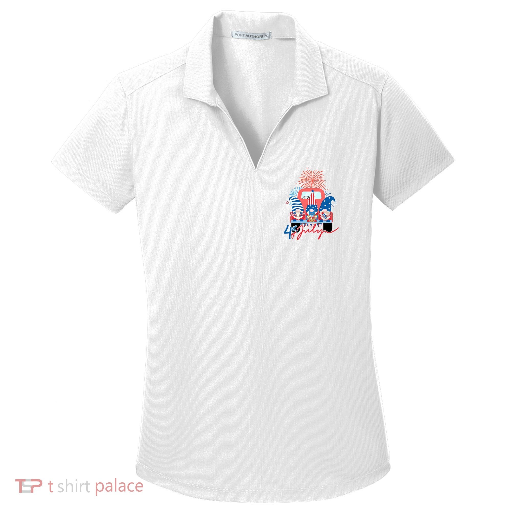 4th Of July Gnome Celebration Women's Dry Zone Grid Polo