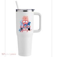4th Of July Gnome Celebration 40oz Vacuum Insulated Stainless Steel Travel Tumbler thumb 0