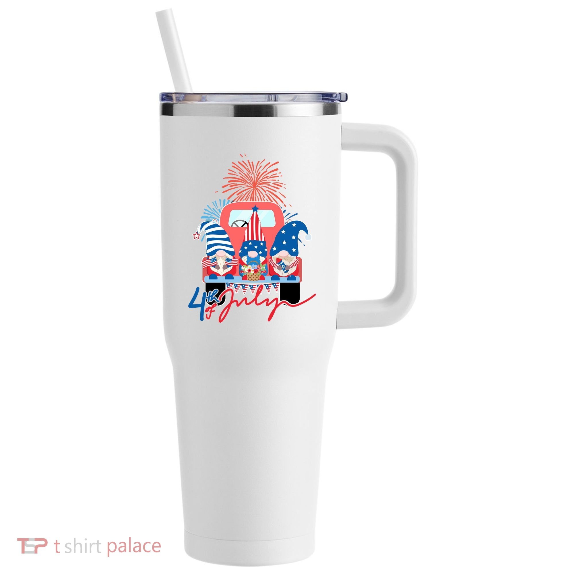 4th Of July Gnome Celebration 40oz Vacuum Insulated Stainless Steel Travel Tumbler