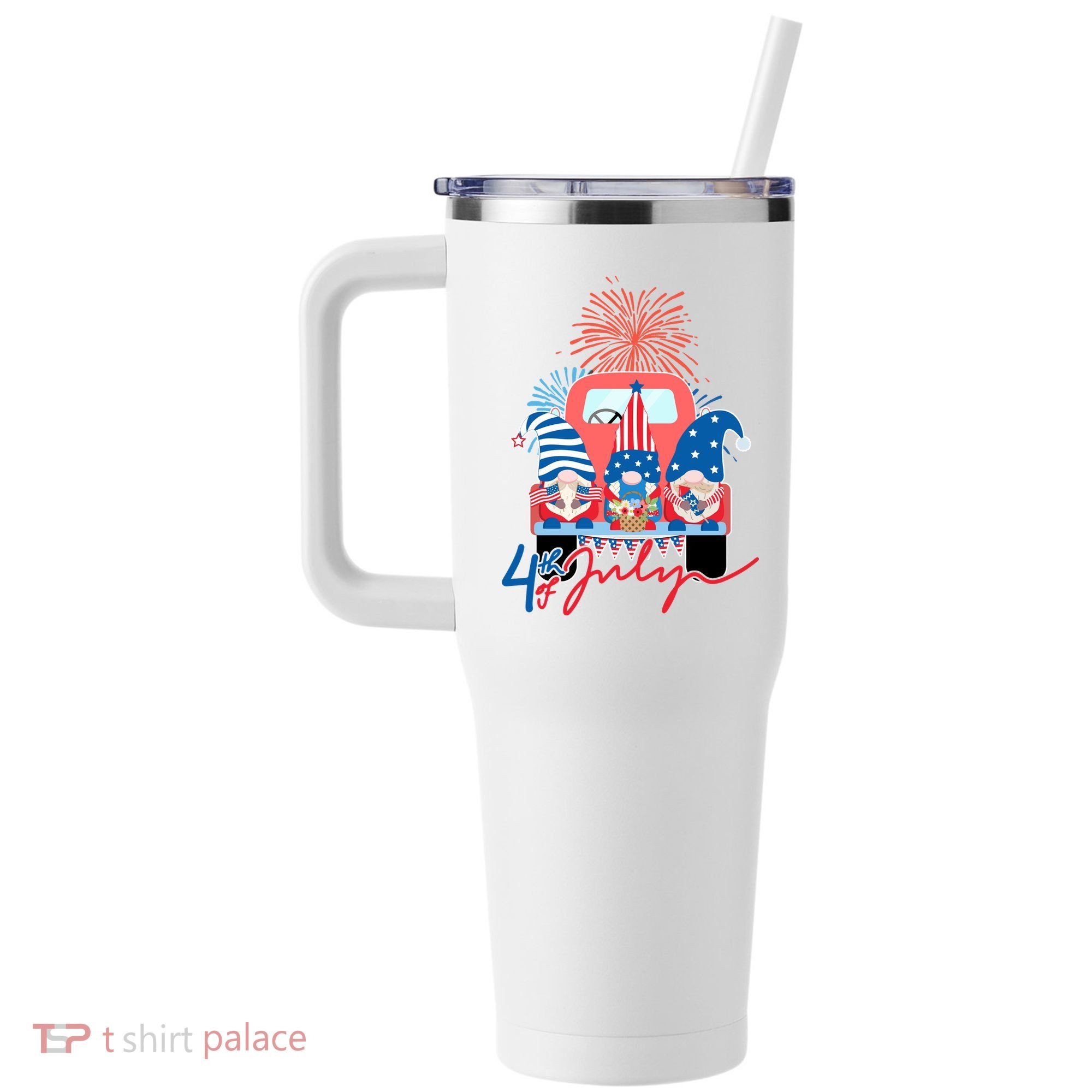 4th Of July Gnome Celebration 40oz Vacuum Insulated Stainless Steel Travel Tumbler