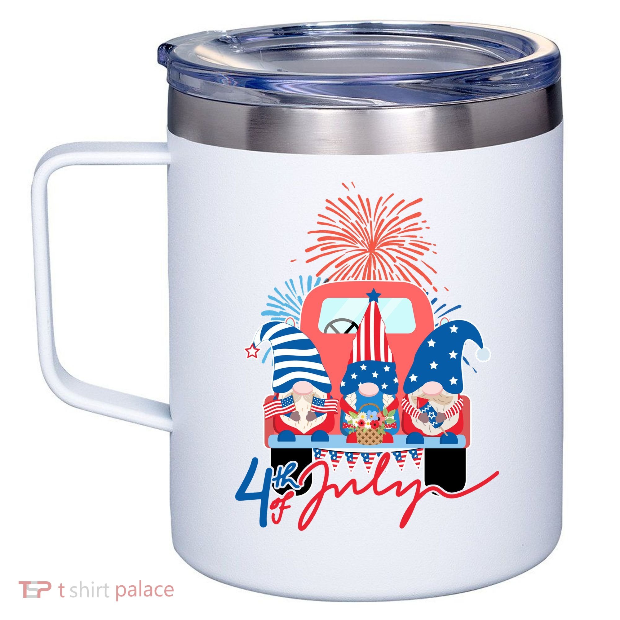4th Of July Gnome Celebration 12oz Stainless Steel Coffee Mug