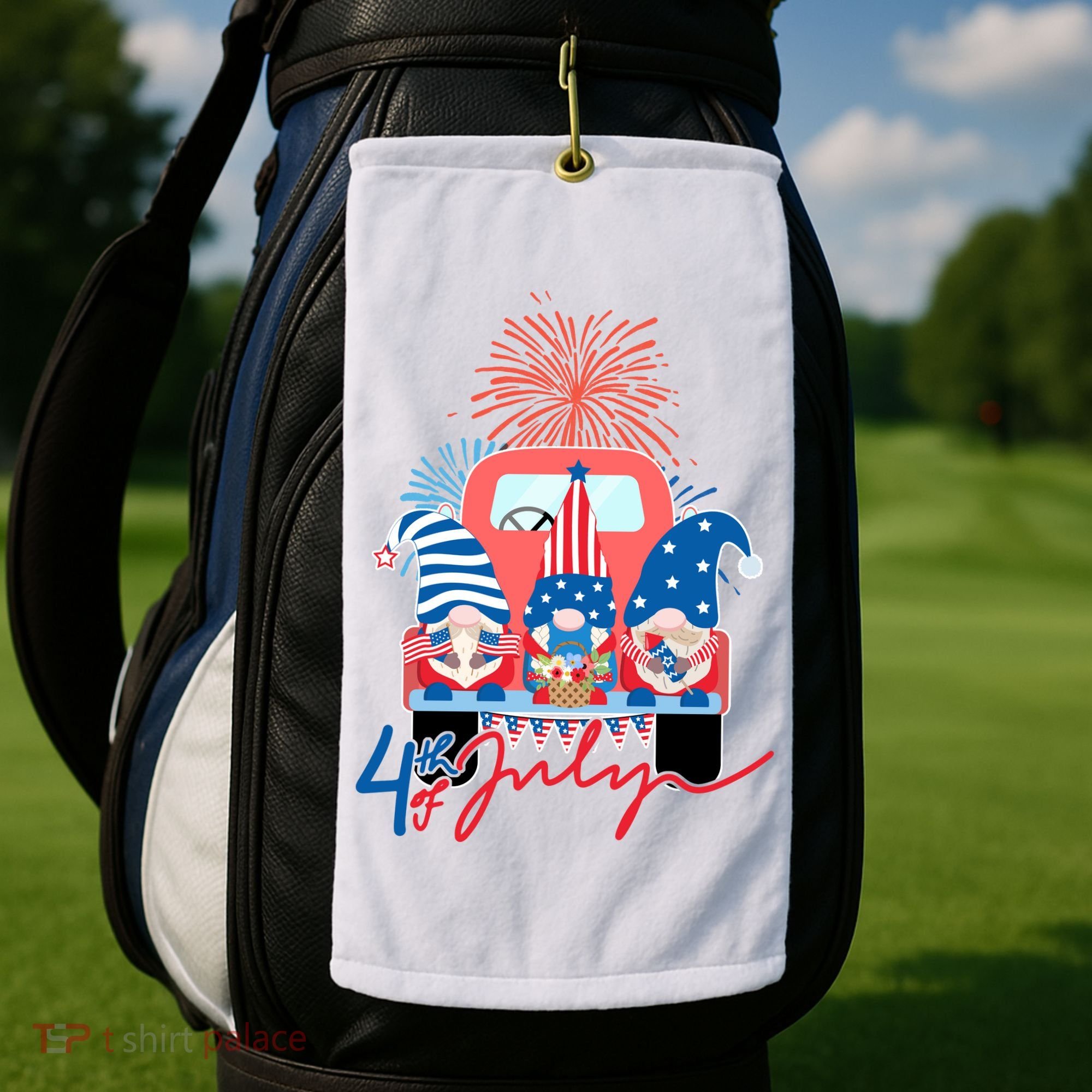 4th Of July Gnome Celebration Golf Towel