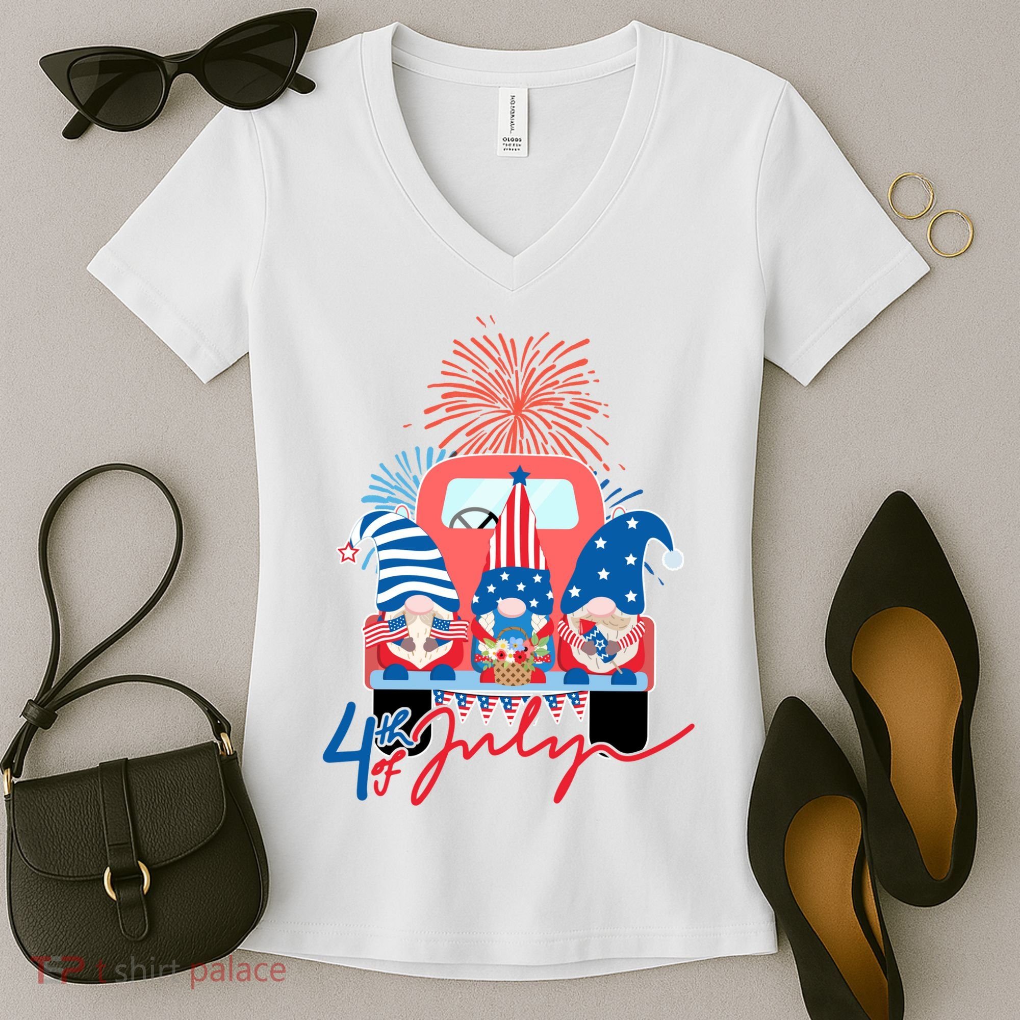 4th Of July Gnome Celebration Women's V-Neck T-Shirt