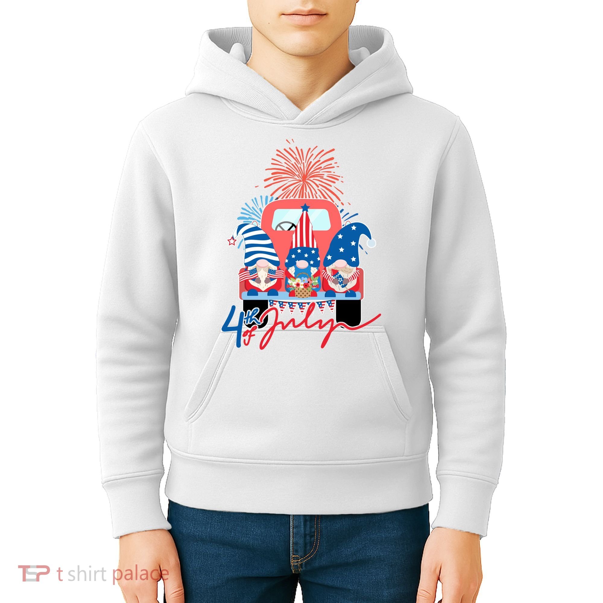 4th Of July Gnome Celebration Kids Hoodie