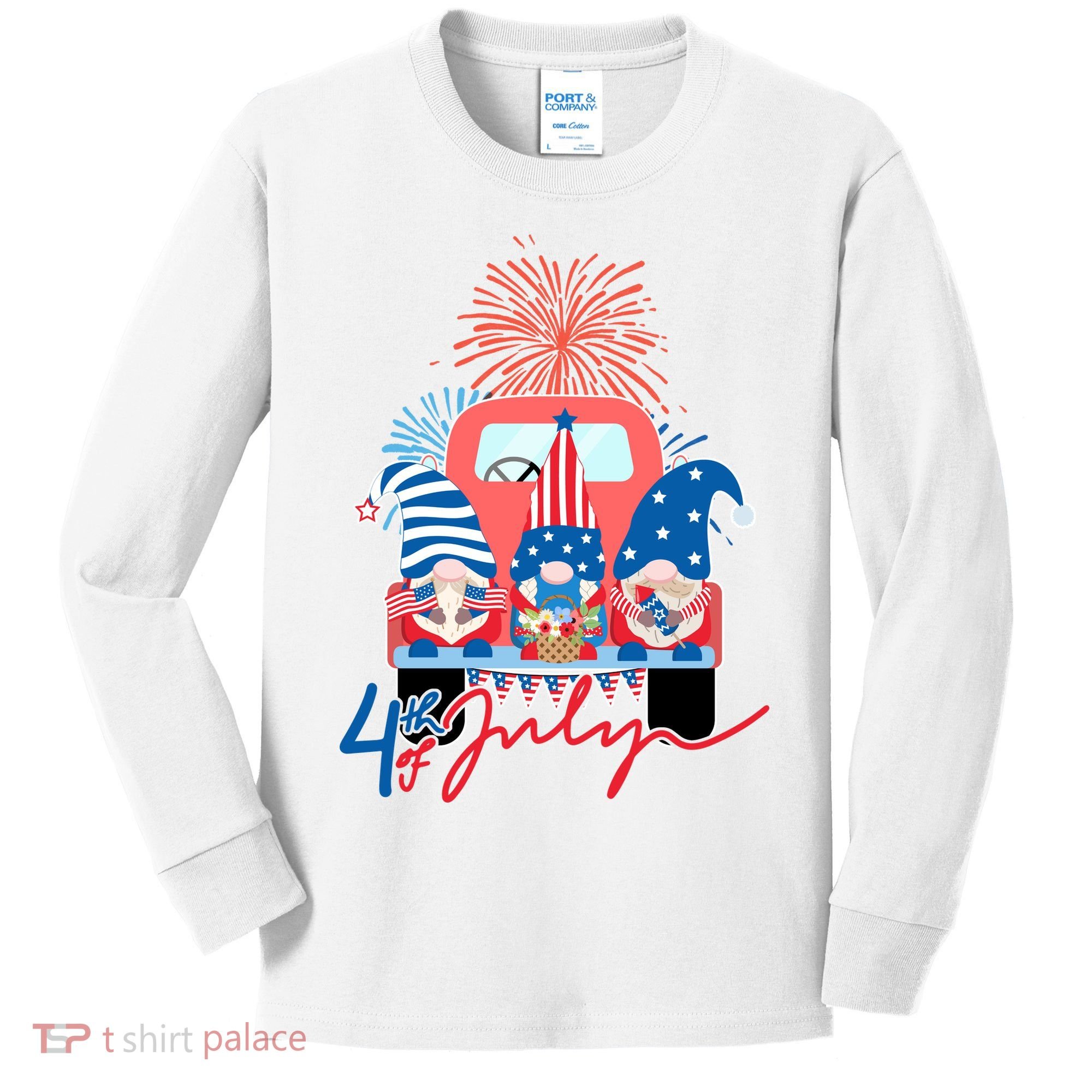 4th Of July Gnome Celebration Kids Long Sleeve Shirt
