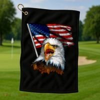 4th Of July Eagle American Flag Golf Towel thumb 1