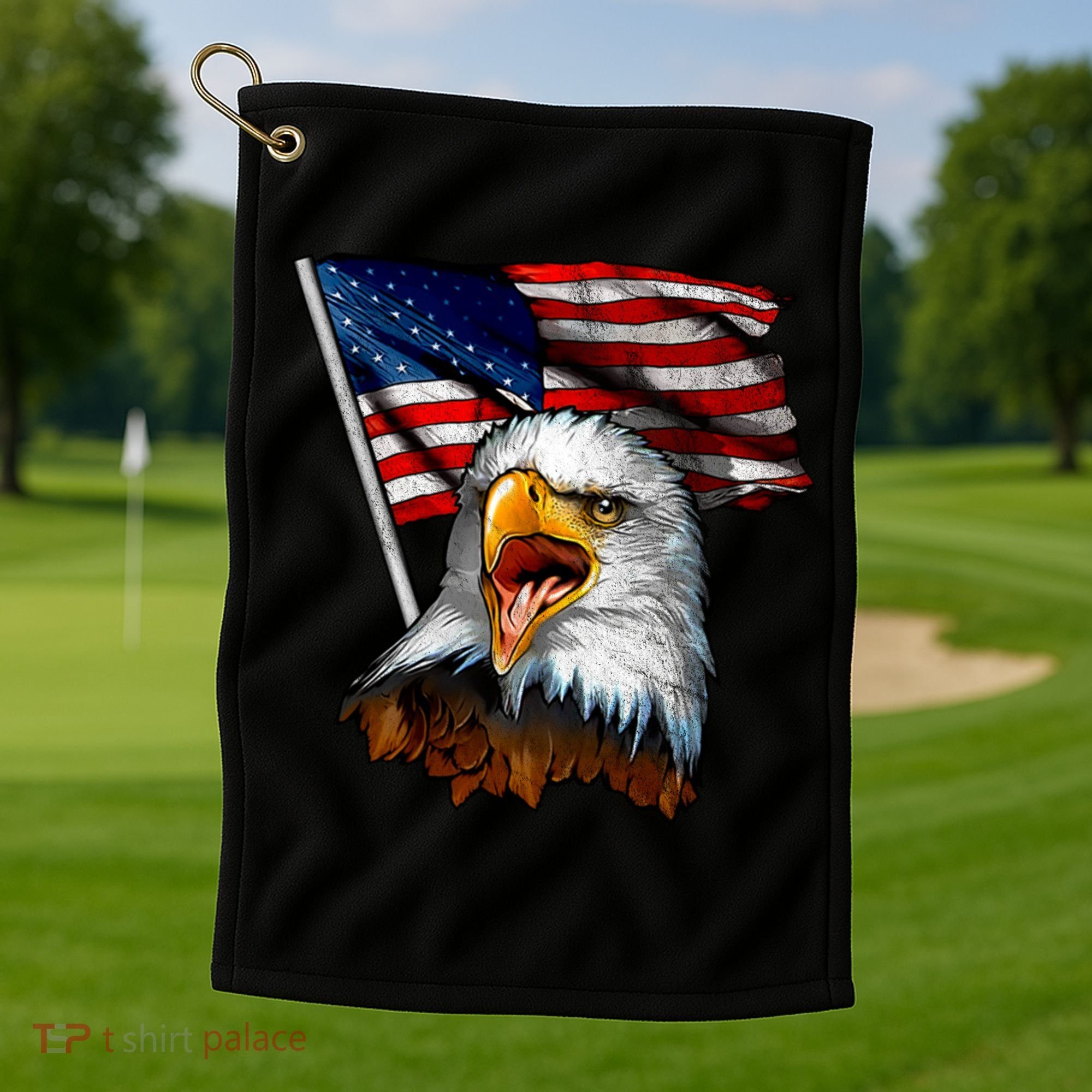 4th Of July Eagle American Flag Golf Towel