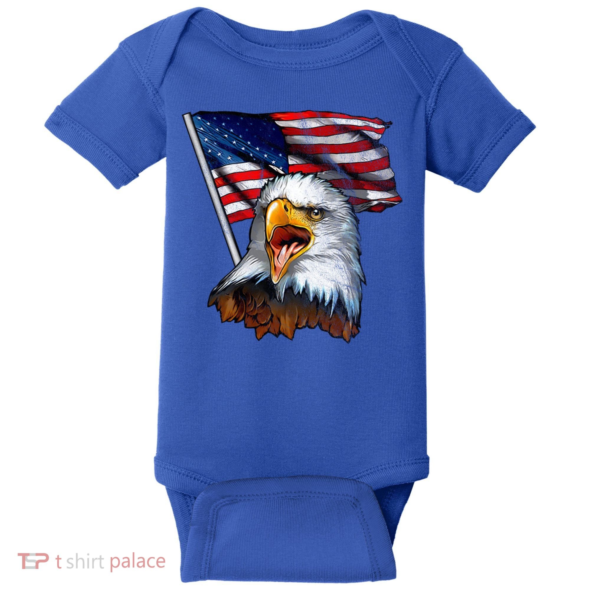 4th Of July Eagle American Flag Baby Bodysuit