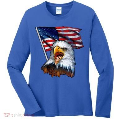 4th Of July Eagle American Flag Women's Long Sleeve Shirt