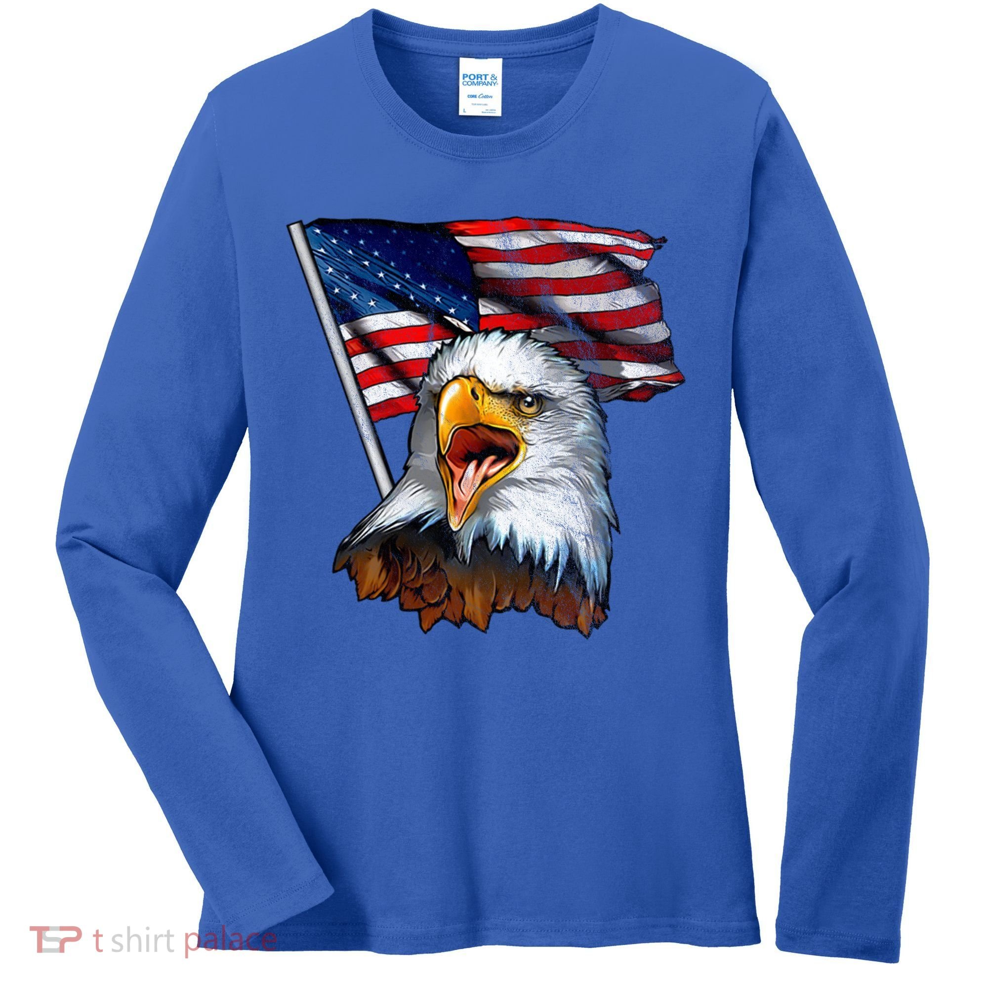 4th Of July Eagle American Flag Women's Long Sleeve Shirt