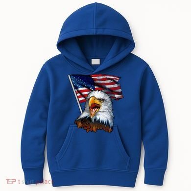 4th Of July Eagle American Flag Kids Hoodie