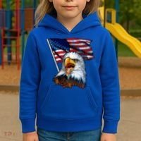 4th Of July Eagle American Flag Kids Hoodie thumb 3