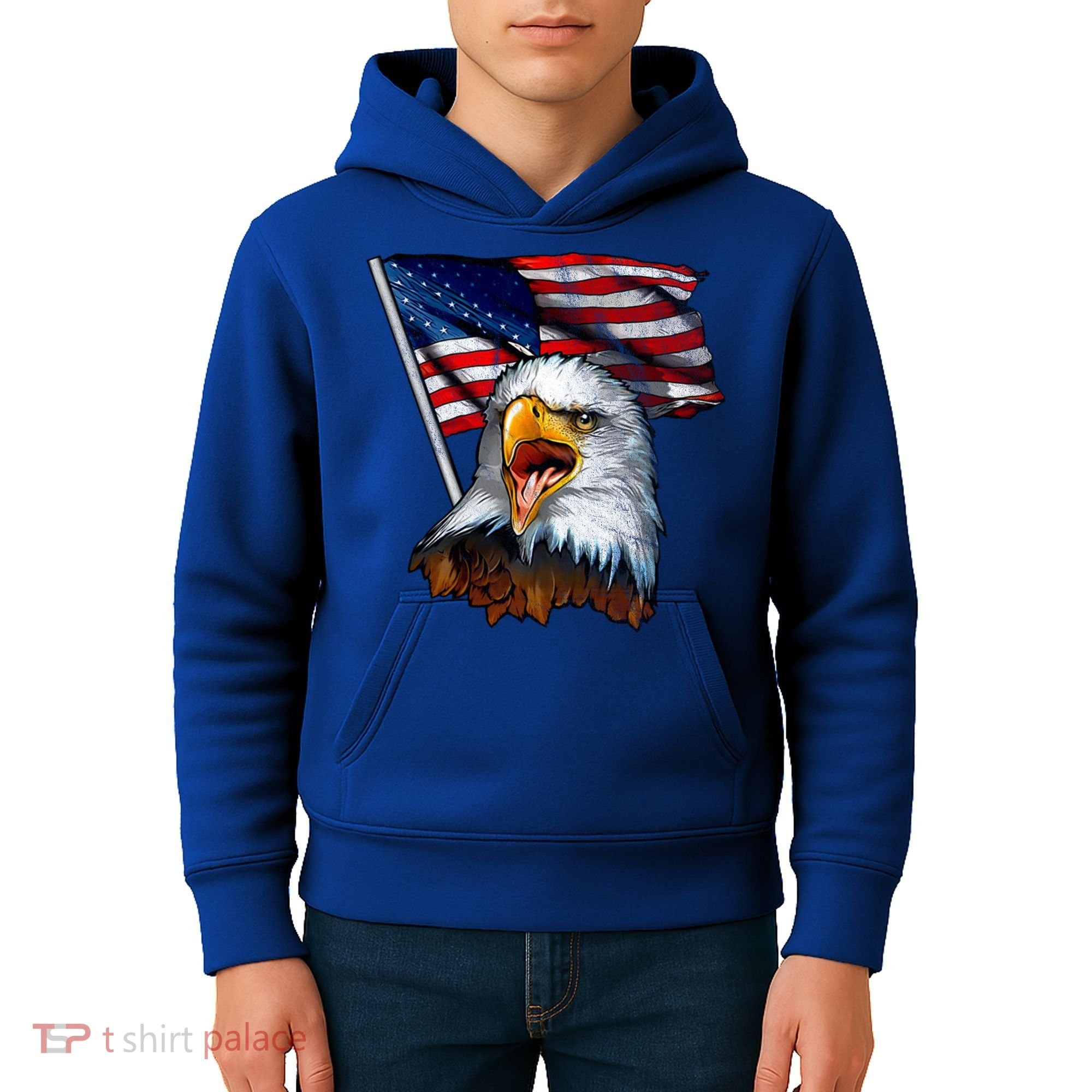 4th Of July Eagle American Flag Kids Hoodie