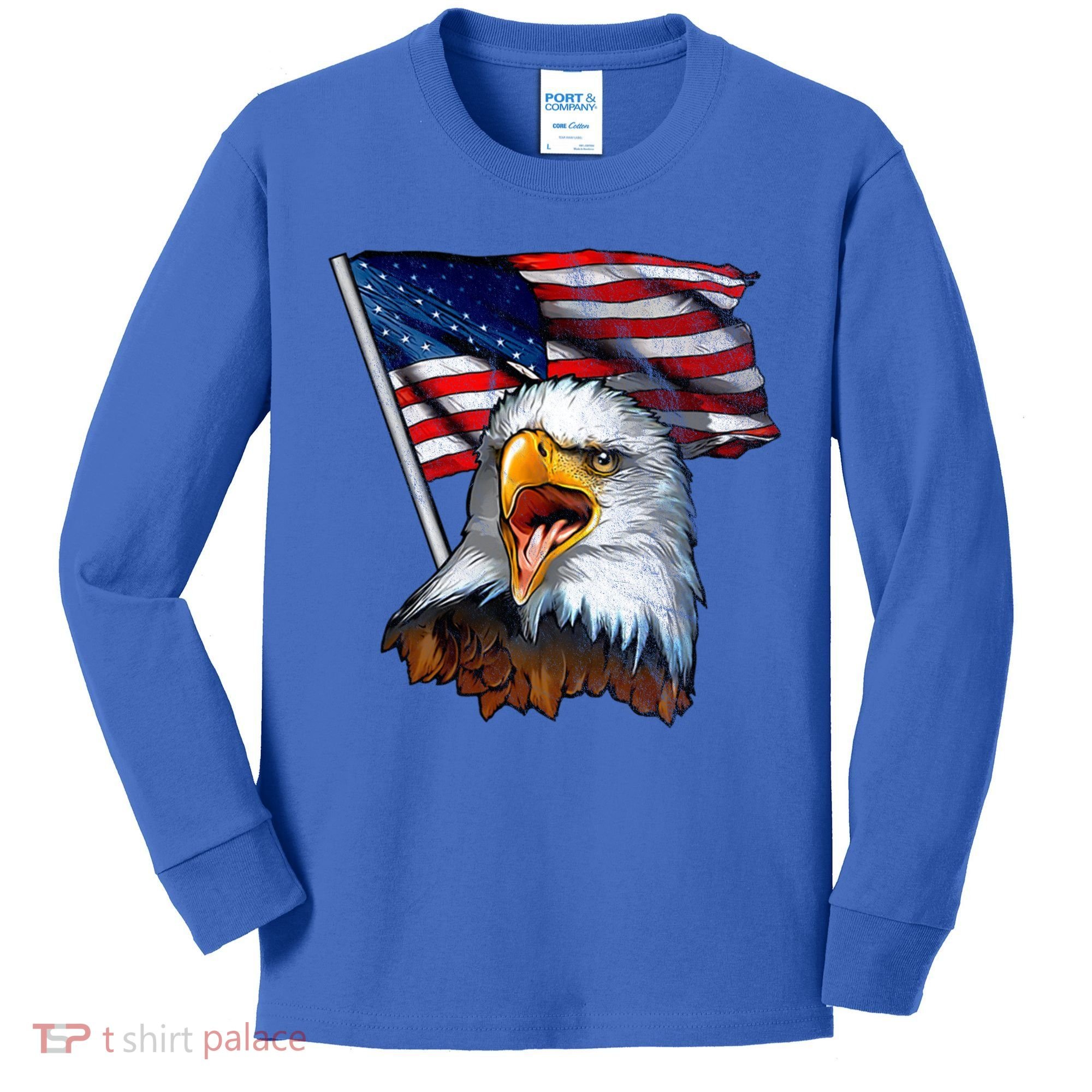 4th Of July Eagle American Flag Kids Long Sleeve Shirt
