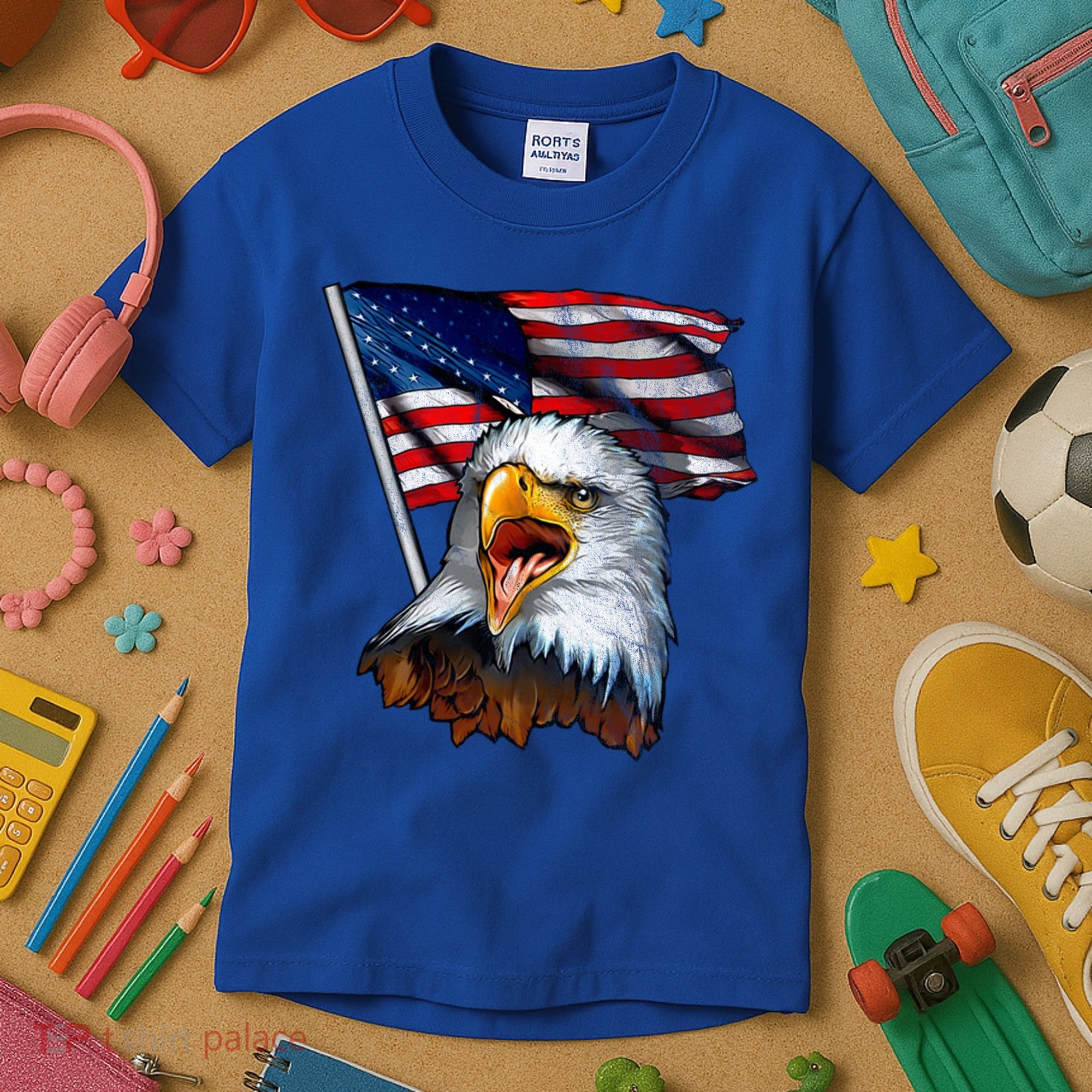 4th Of July Eagle American Flag Kids T-Shirt