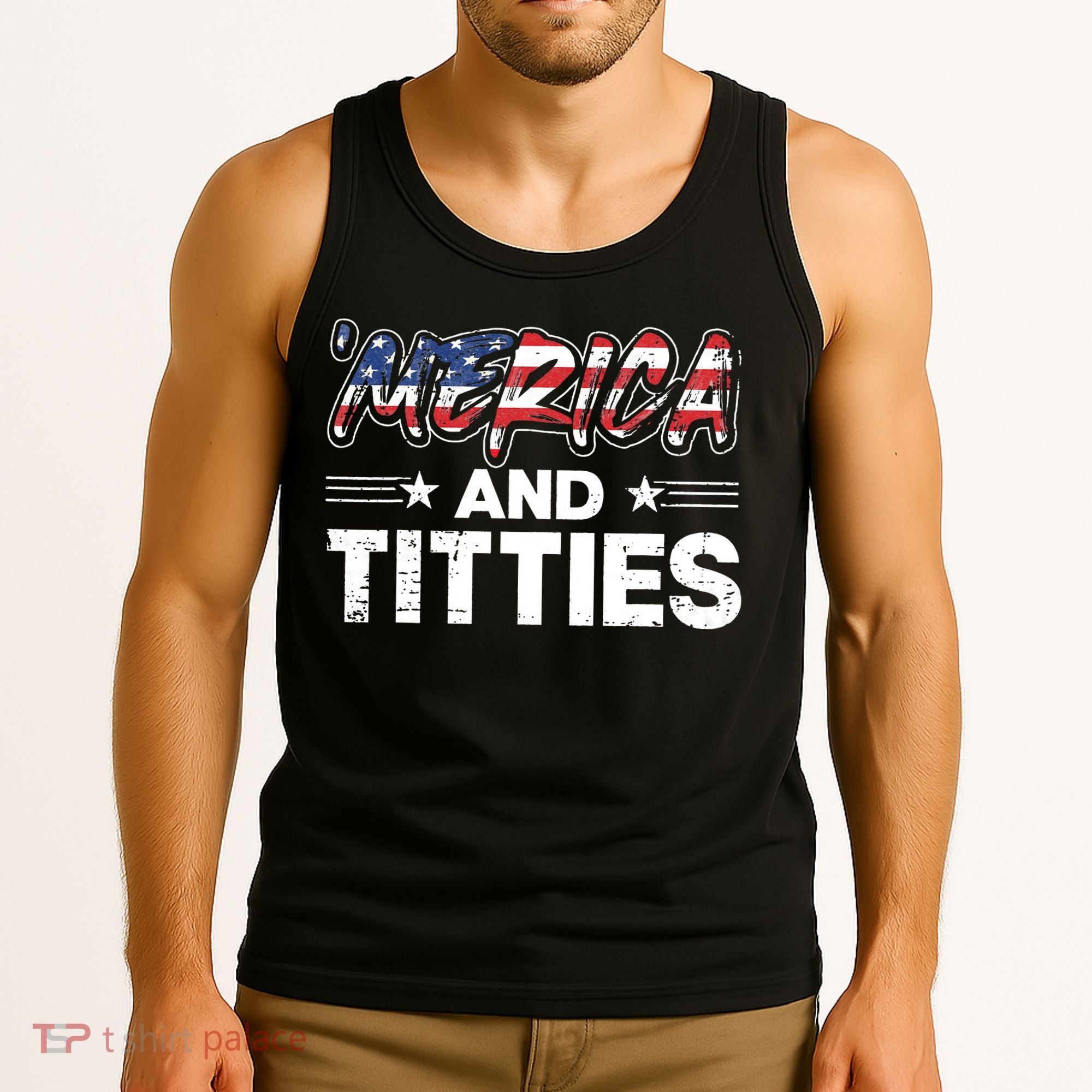 4th of July Merica and Titties Tank Top