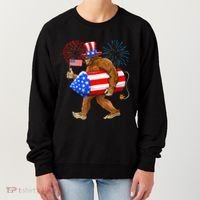 4th Of July Bigfoot American Flag Fireworks Sasquatch Women's Sweatshirt thumb 0
