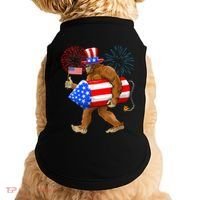 4th Of July Bigfoot American Flag Fireworks Sasquatch Doggie Tank thumb 0