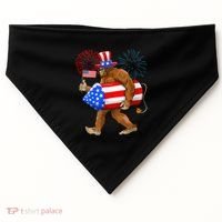 4th Of July Bigfoot American Flag Fireworks Sasquatch USA-Made Doggie Bandana thumb 0