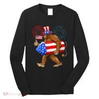 4th Of July Bigfoot American Flag Fireworks Sasquatch Long Sleeve Shirt thumb 0