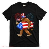 4th Of July Bigfoot American Flag Fireworks Sasquatch T-Shirt thumb 0