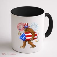 4th Of July Bigfoot American Flag Fireworks Sasquatch Coffee Mug thumb 1