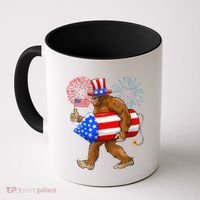 4th Of July Bigfoot American Flag Fireworks Sasquatch Coffee Mug thumb 0