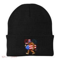 4th Of July Bigfoot American Flag Fireworks Sasquatch Beanie thumb 0