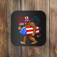4th Of July Bigfoot American Flag Fireworks Sasquatch Coaster thumb 0