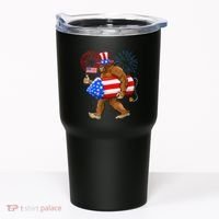 4th Of July Bigfoot American Flag Fireworks Sasquatch Tumbler thumb 0