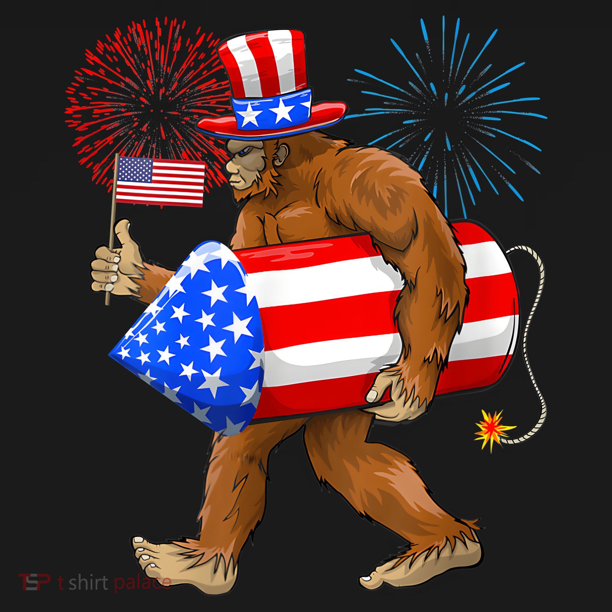4th Of July Bigfoot American Flag Fireworks Sasquatch Mousepad