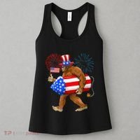 4th Of July Bigfoot American Flag Fireworks Sasquatch Women's Tank Top thumb 3