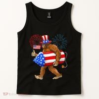 4th Of July Bigfoot American Flag Fireworks Sasquatch Tank Top thumb 2