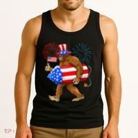 4th Of July Bigfoot American Flag Fireworks Sasquatch Tank Top thumb 3
