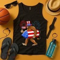 4th Of July Bigfoot American Flag Fireworks Sasquatch Tank Top thumb 4