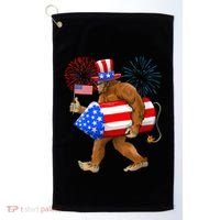 4th Of July Bigfoot American Flag Fireworks Sasquatch Golf Towel thumb 0