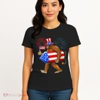 4th Of July Bigfoot American Flag Fireworks Sasquatch Women's T-Shirt thumb 4