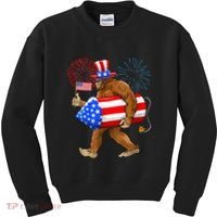 4th Of July Bigfoot American Flag Fireworks Sasquatch Kids Sweatshirt thumb 0
