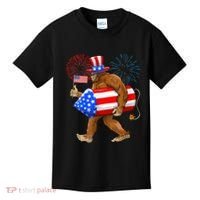 4th Of July Bigfoot American Flag Fireworks Sasquatch Kids T-Shirt thumb 0