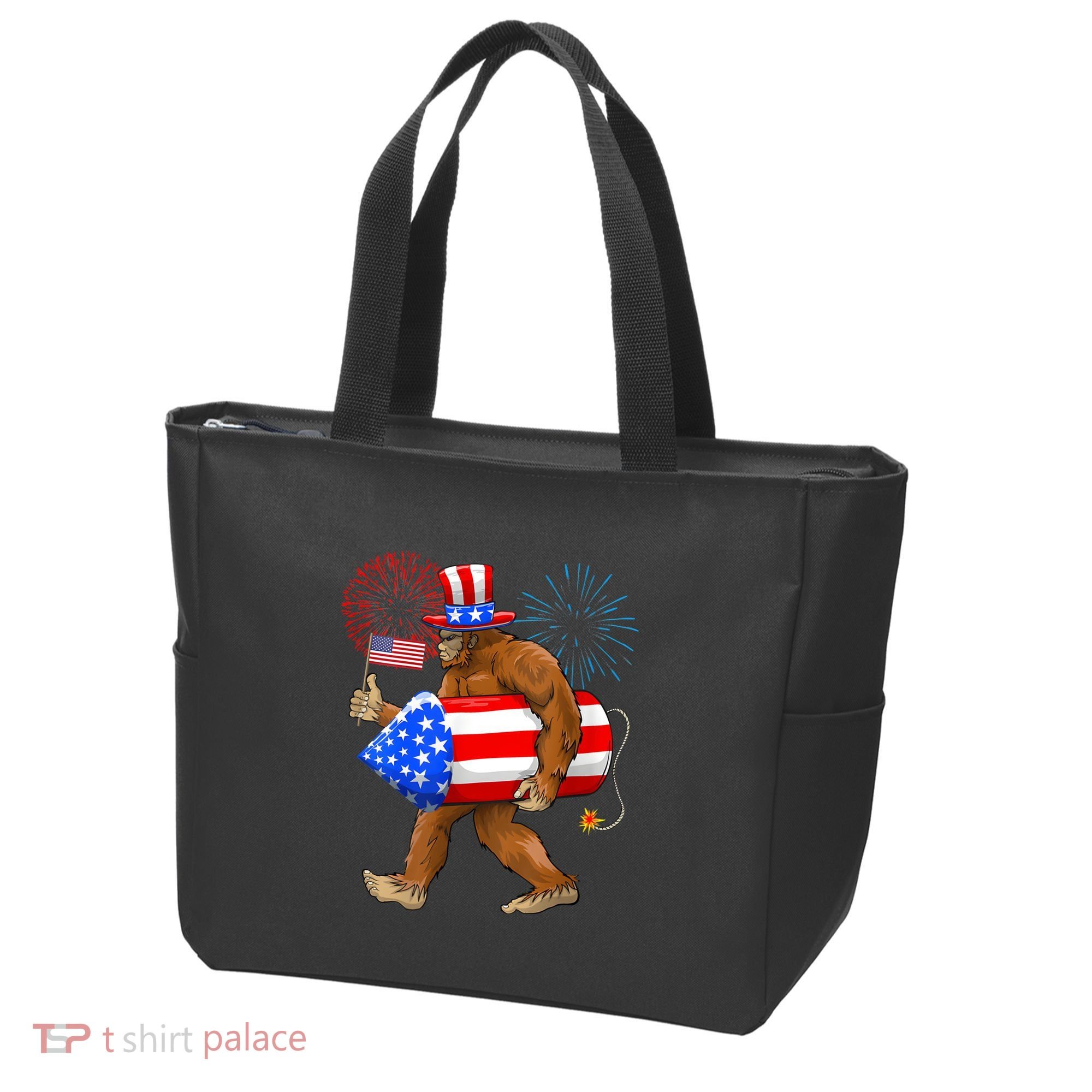 4th Of July Bigfoot American Flag Fireworks Sasquatch Tote Bag