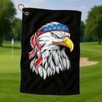 4th Of July Patriotic Eagle American Flag Golf Towel thumb 1