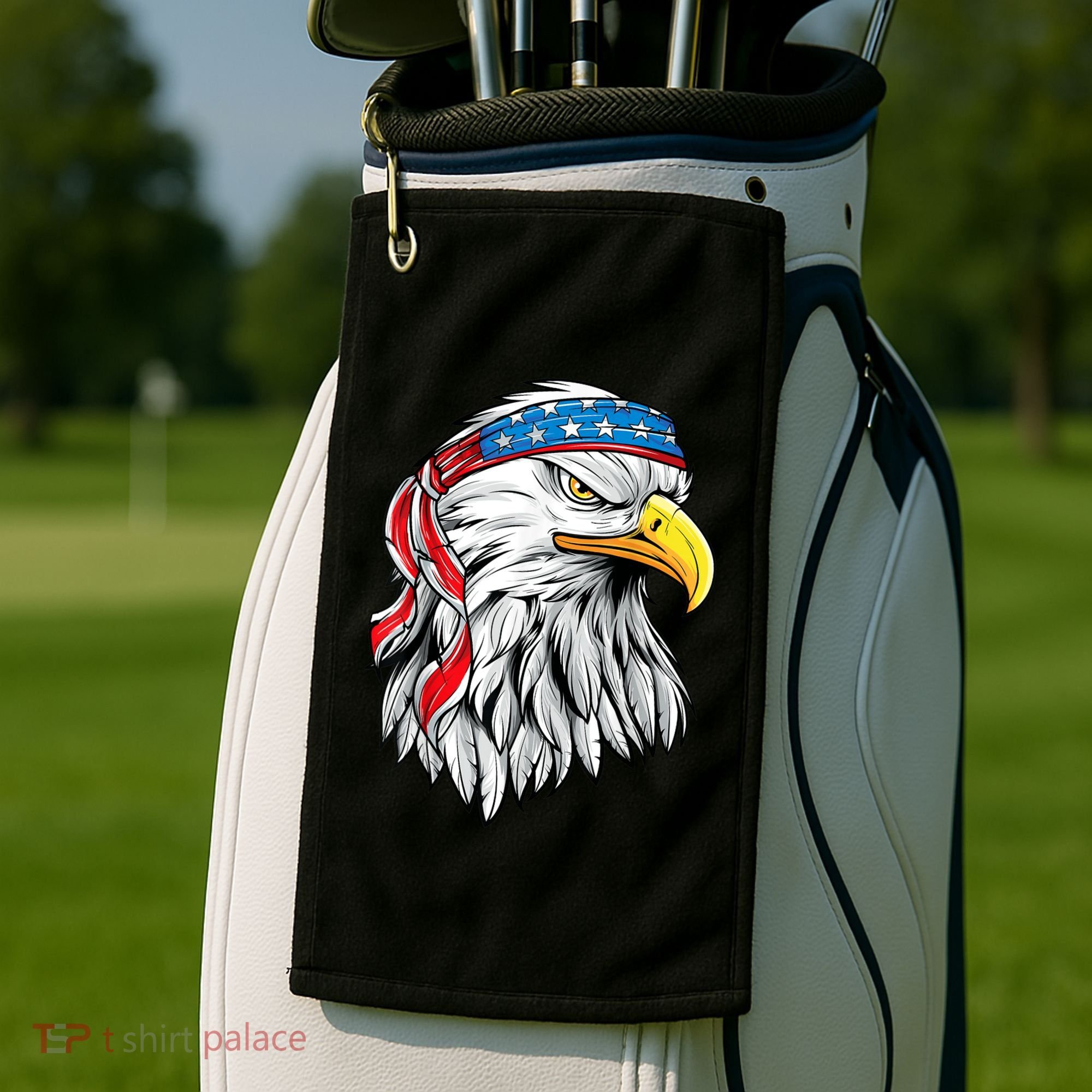 4th Of July Patriotic Eagle American Flag Golf Towel